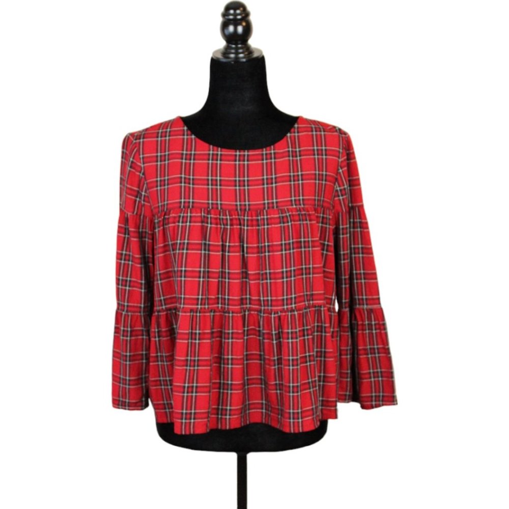Madewell Scarlet Checkered Blouse